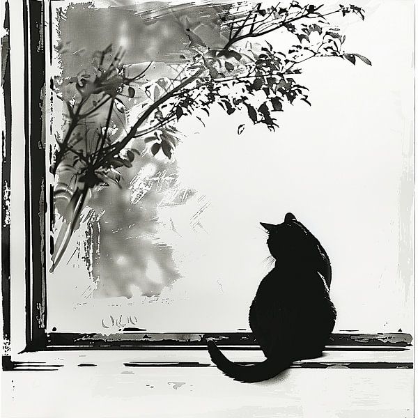 Silence Behind the Glass - The Black Cat as Guardian by Karina Brouwer
