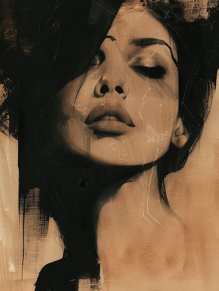 Modernes und abstraktes Porträt, zeitgenössische Kunst von Carla Van Iersel