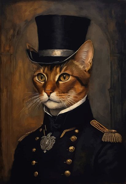 Abessinierkatze im Porträt der napoleonischen Ära von MIROKKU