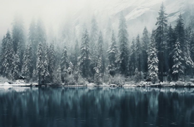 La magie de l'hiver au bord du lac par fernlichtsicht