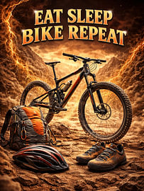 Essen, Schlafen, Mountainbike, Retro von Art Bloom