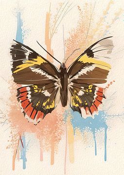 Papillon élégant et coloré dans un style graphique sur Emiel de Lange