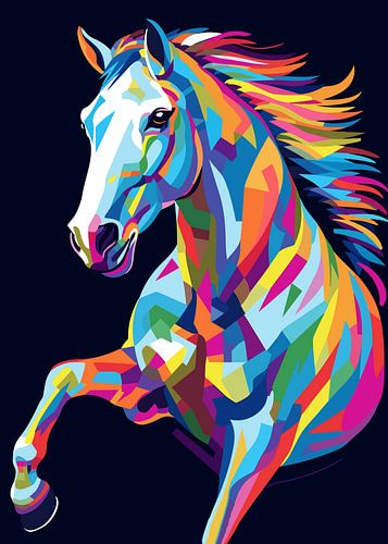 Pferd Wild Natur WPAP Farbe Stil