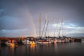 Sunrise at Bodstedt harbour on the Baltic Sea in Fischland Zingst Darß, Mecklenburg-Western Pomerania by Thilo Wagner
