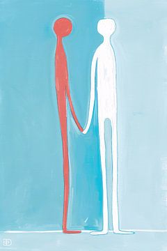 Figures abstraites sur fond bleu