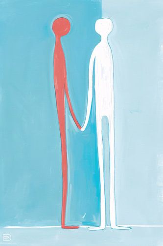 Abstracte figuren met blauwe achtergrond