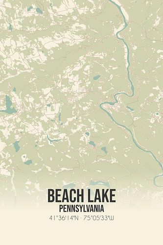 Alte Karte von Beach Lake (Pennsylvania), USA.