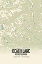 Vintage landkaart van Beach Lake (Pennsylvania), USA. van Stad & Wand thumbnail