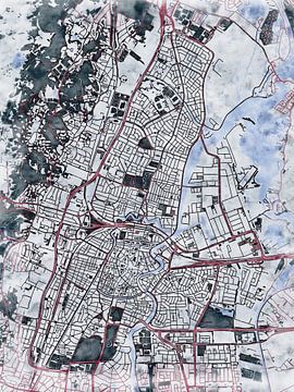 Kaart van Haarlem in de stijl 'White Winter' van Maporia