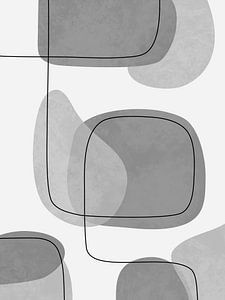 Abstrakte Formen mit Linien, Grautöne von Studio Miloa