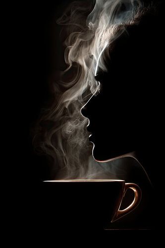 cup of coffee or cappuccino abstract representation