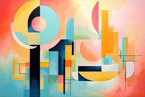 Kleurrijke Abstractie: Een Levendig Schouwspel van Vorm en Kleur