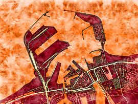 Map of Zeebrugge with the style 'Amber Autumn' by Maporia