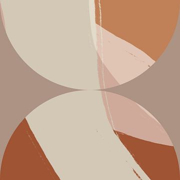 Abstracte geometrische vormen in terra, roze, beige. van Dina Dankers