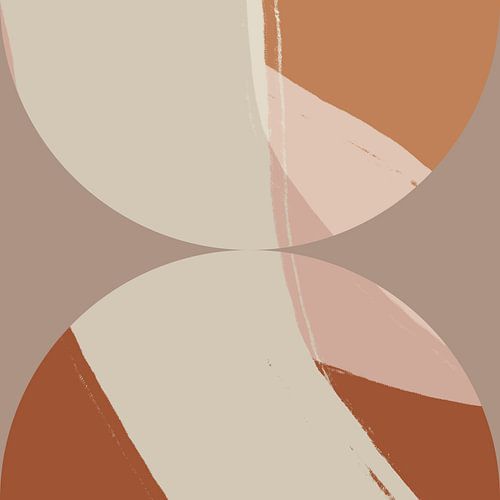 Abstracte geometrische vormen in terra, roze, beige.