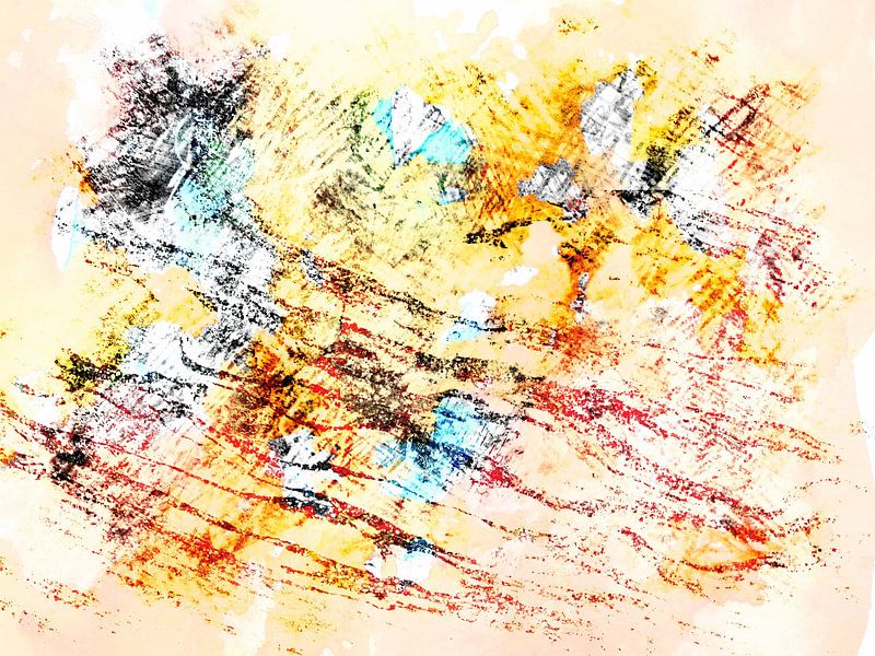 Scandinavian Expressionism Landscape Yellow by Mad Dog Art