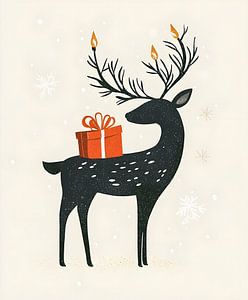 Weihnachtshirsch mit Geschenk
