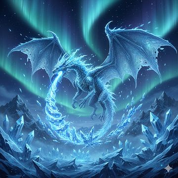 Eisdrache unter Nordlichtern