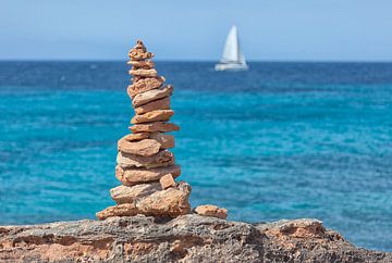 Cairns on the Mediterranean Sea by Angelika Stern