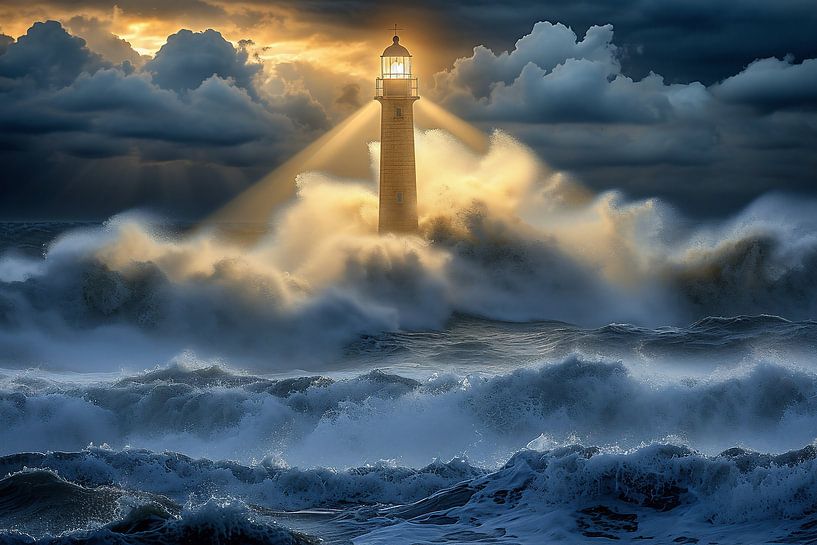 Stürmische Küstenromantik, Leuchtturm von fernlichtsicht