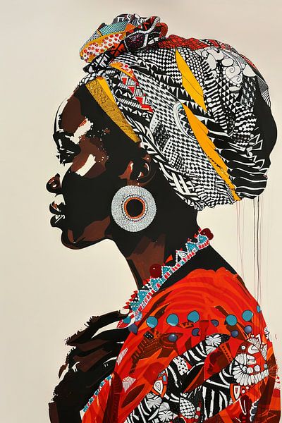 African elegance - Colourful portrait by Poster Art Shop