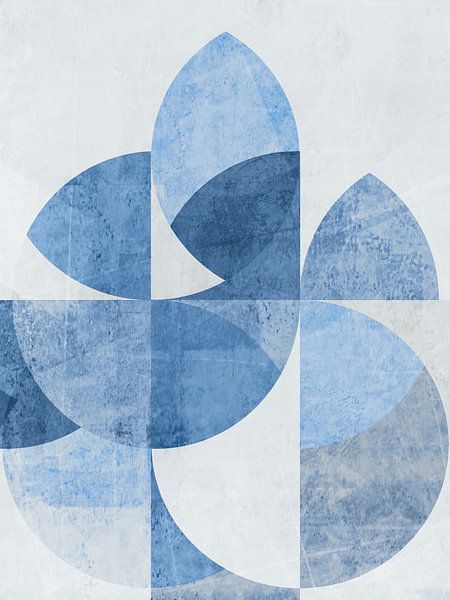 Scandinavian retro landscape blue by Mad Dog Art