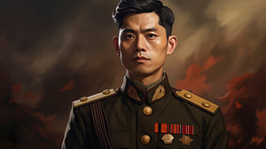 Vintage-Porträt eines asiatischen Militär Mannes