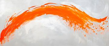 Abstracted orange wave on grey - Dynamic by Poster Art Shop