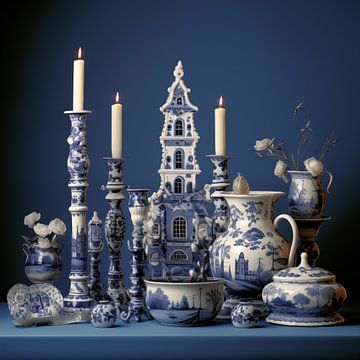 Delft blue porcelain house by The Exclusive Painting