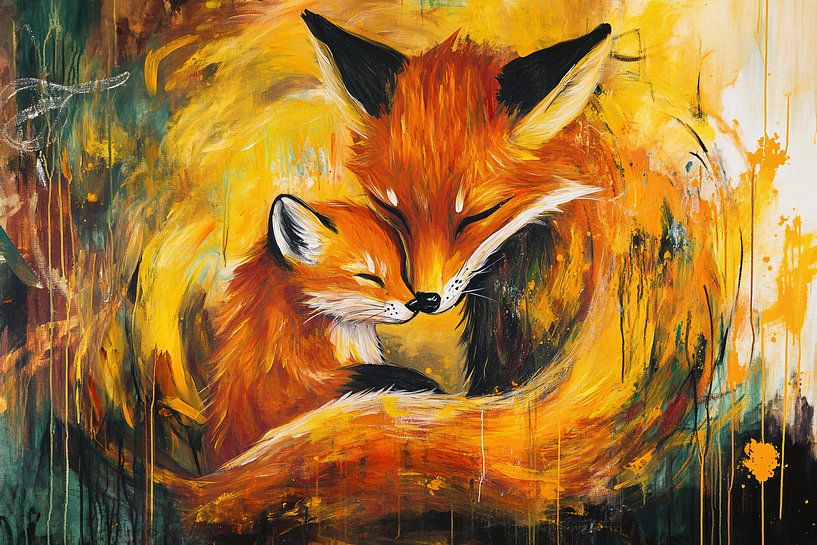 Mutterfuchs mit Jungtier von Imperial Art House