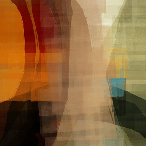 Turijn. Abstract stadslandschap in terra, beige en groen.