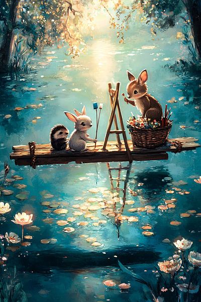 Painting animals on a raft by Art & Soul Creations