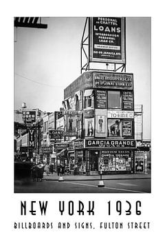 New York 1936: Billboards and signs, Fulton Street von Christian Müringer