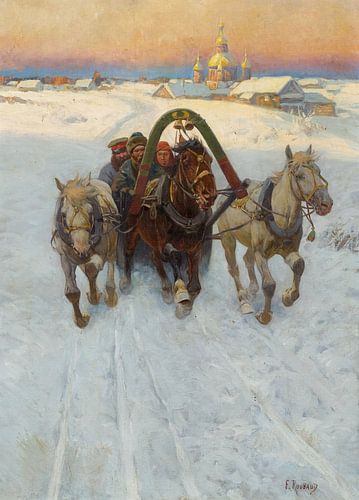 Franz Roubaud, slee in de sneeuw, ca 1900
