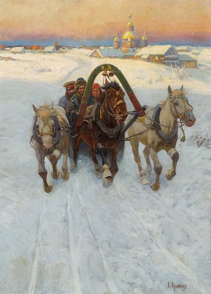 Franz Roubaud, Schlitten im Schnee, um 1900 von Atelier Liesjes