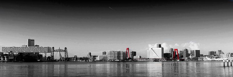 Skyline Rotterdam - 3 bridges - black and white by Hans Boutkan