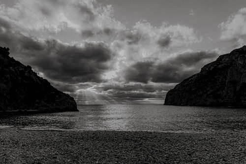 The pebble beach of Cala Granadella in Jávea, Spain