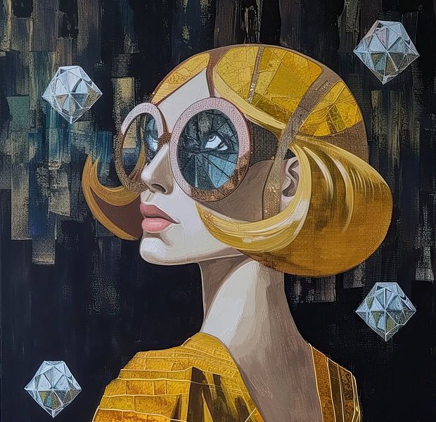 Modernes Frauenporträt | Glitter Demeanor Chic von Kunst Laune