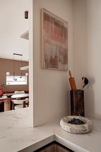 Tender wabi-sabi style artwork in beige, pink with a touch of yellow