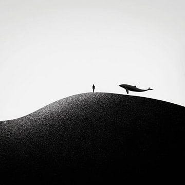 Der Mensch und der Wal im Nebel von Poster Art Shop