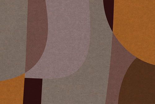 Gele, roze en bruine organische vormen. Moderne abstracte retro geometrische kunst in warme pastelkl
