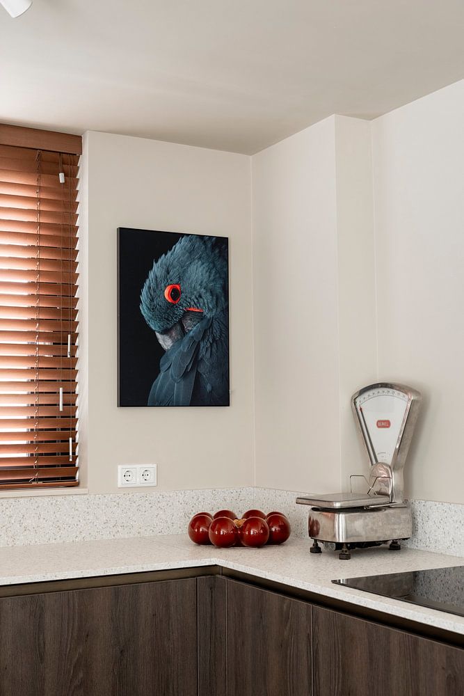 Blauwe ara vogel met vintage kleurstelling - Blauw - Papegaai - Ara - Kaketoe - Vogel - Vleugels - V (gezien bij vtwonen)  van Designer 