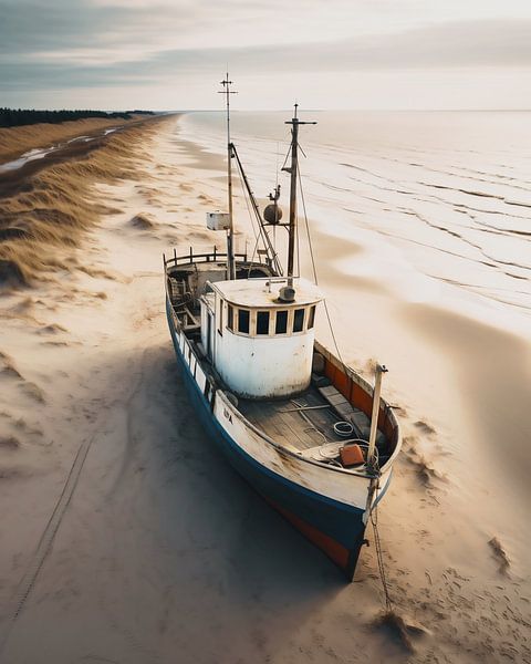 Fischkutter am Strand von fernlichtsicht
