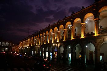 Arches at Plaza de Armas in Arequipa Peru