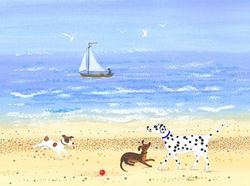 Doggy Plays am Strand