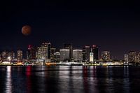 Honolulu in the dark with blood moon
