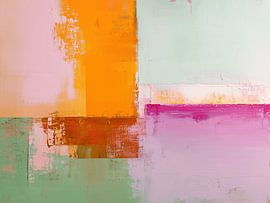 Abstract patches of colour: orange, green, pink by Wolkenlos