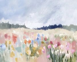 Canvas of Nature's Colors van Abstract Schilderij