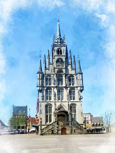 Zicht op historisch Stadhuis van Gouda.