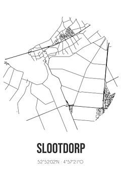 Slootdorp (Noord-Holland) | Carte | Noir et blanc sur Rezona